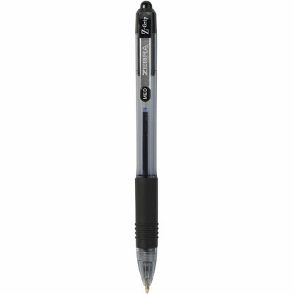 Zebra Z-Grip Retractable Ballpoint Pens - 1 mm Medium Pen Point - Retractable - Black Ink - Black Barrel - 12 / Dozen