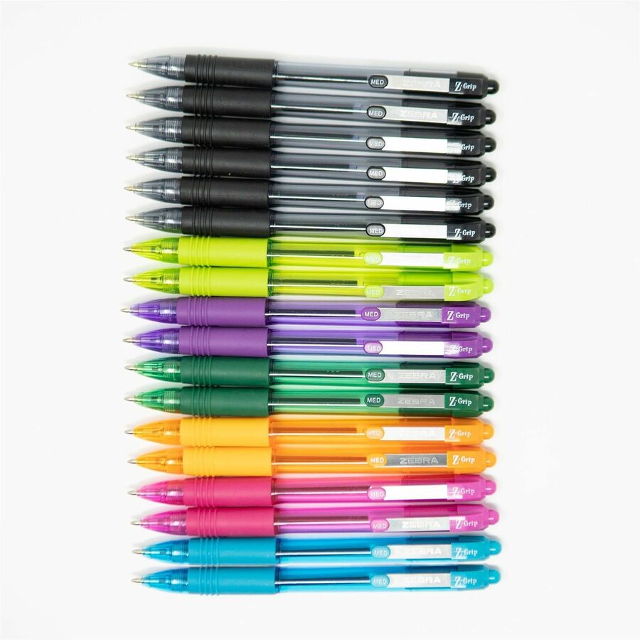 Zebra Z-Grip Retractable Ballpoint Pens - 1 mm Medium Pen Point - Retractable - Black Ink - Black Barrel - 12 / Dozen