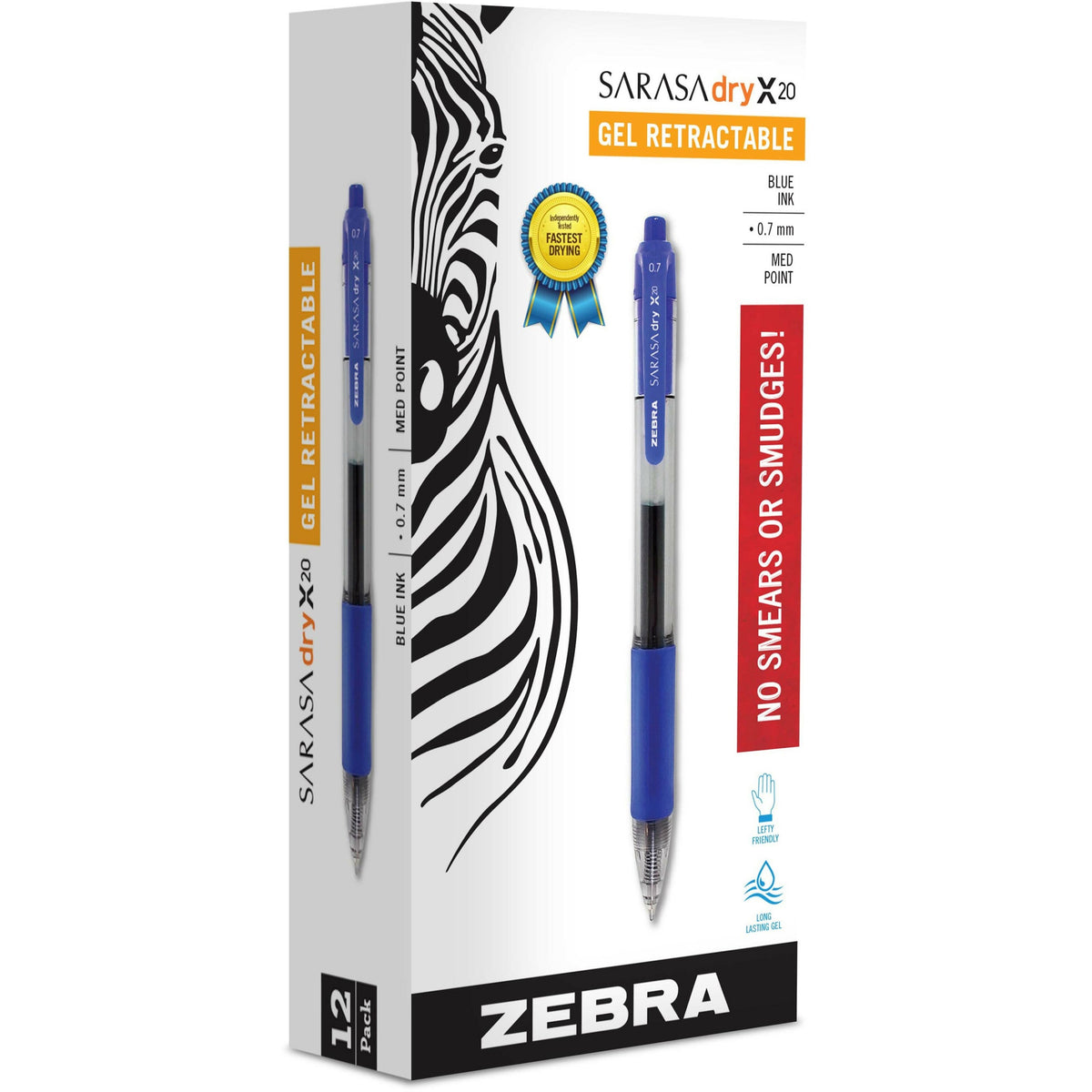 SARASA dry X20 Retractable Gel Pen - 0.7 mm Medium Pen Point - Refillable - Retractable - Blue Ink - Pigment-based - Tra