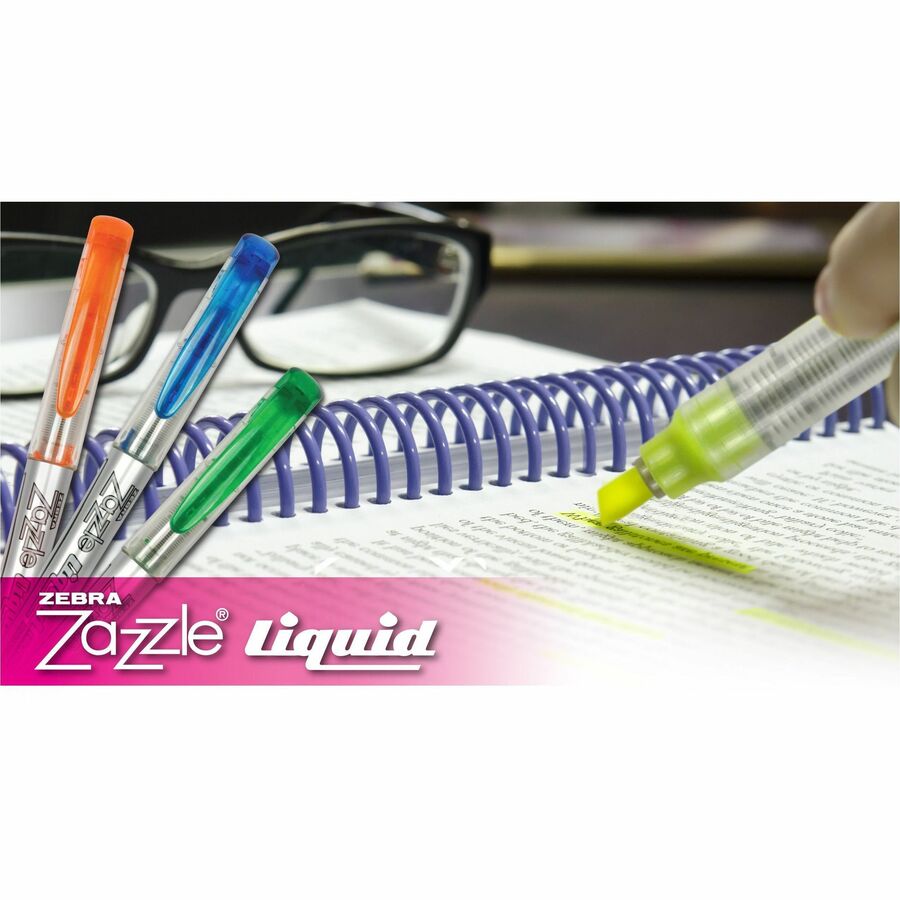 Zebra Pen Zazzle 10-color Fluorescent Highlighters Set - Assorted Ink - Water Based - Clear Barrel - 10 / Pack