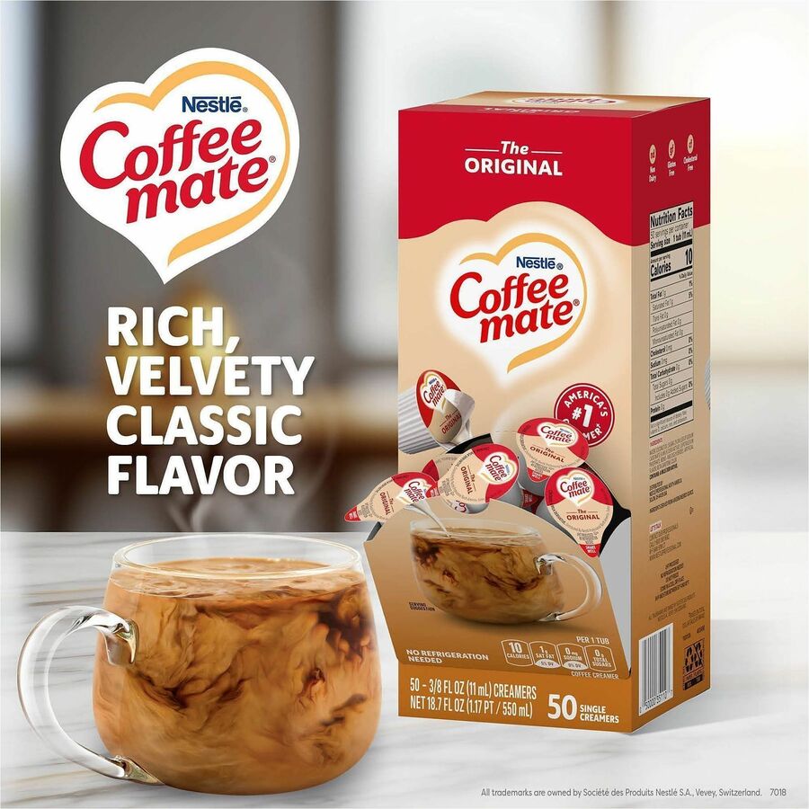 Coffee mate Original Nondairy Liquid Creamer Singles - Original Flavor - 0.38 fl oz (11 mL) - 50 Serving - 50 / Box