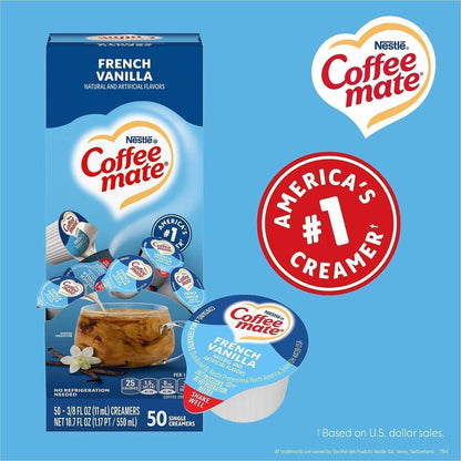 Coffee mate French Vanilla Nondairy Liquid Creamer Singles - Natural & Artificial French Vanilla Flavor - 0.38 fl oz (11