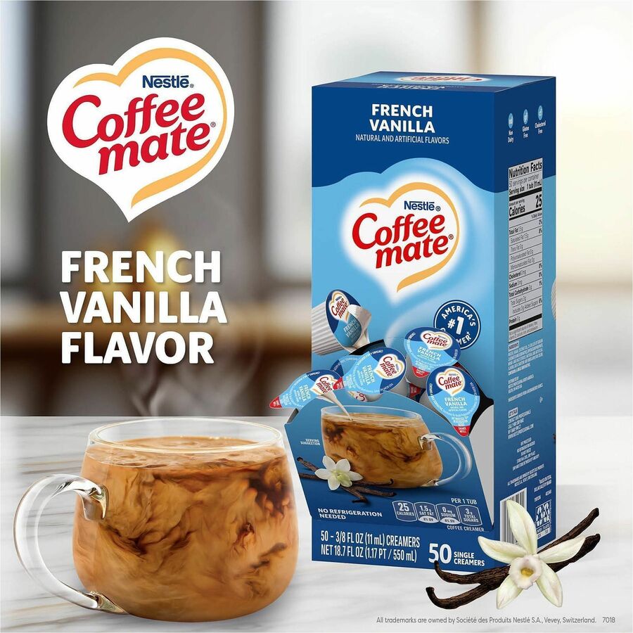 Coffee mate French Vanilla Nondairy Liquid Creamer Singles - Natural & Artificial French Vanilla Flavor - 0.38 fl oz (11