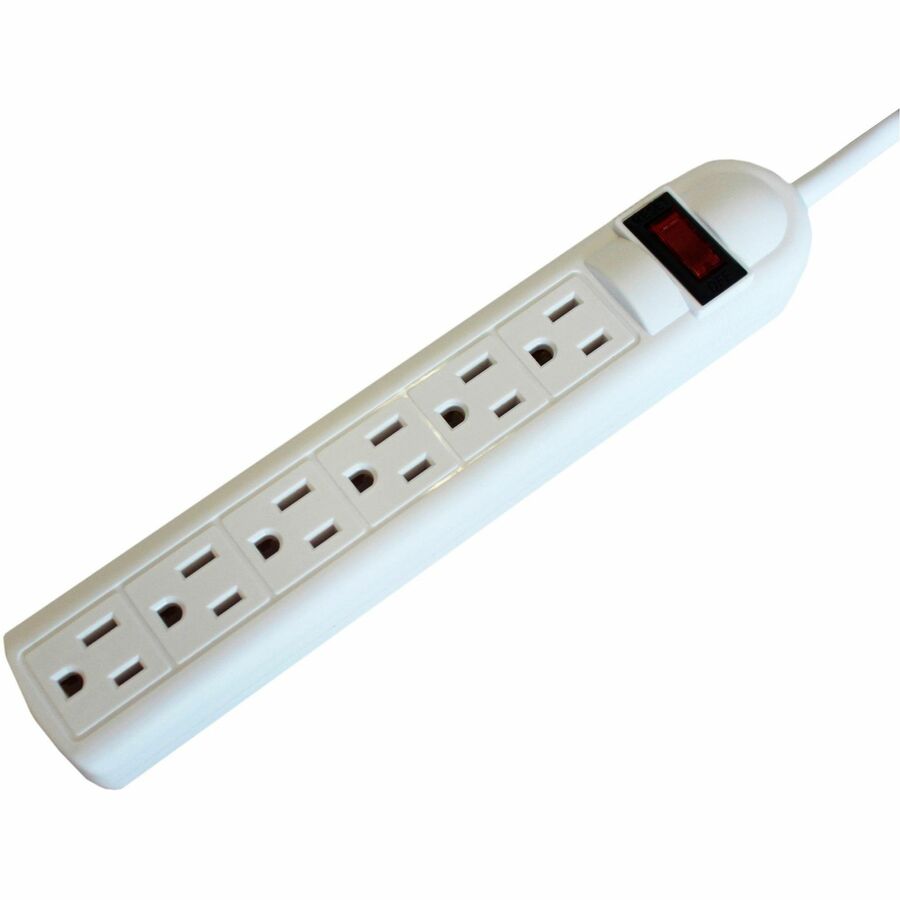Compucessory 6-Outlet Power Strips - 6 - 15 ft Cord - 104 J Surge Energy - 15 A Current - 125 V AC Voltage - Strip - Lig