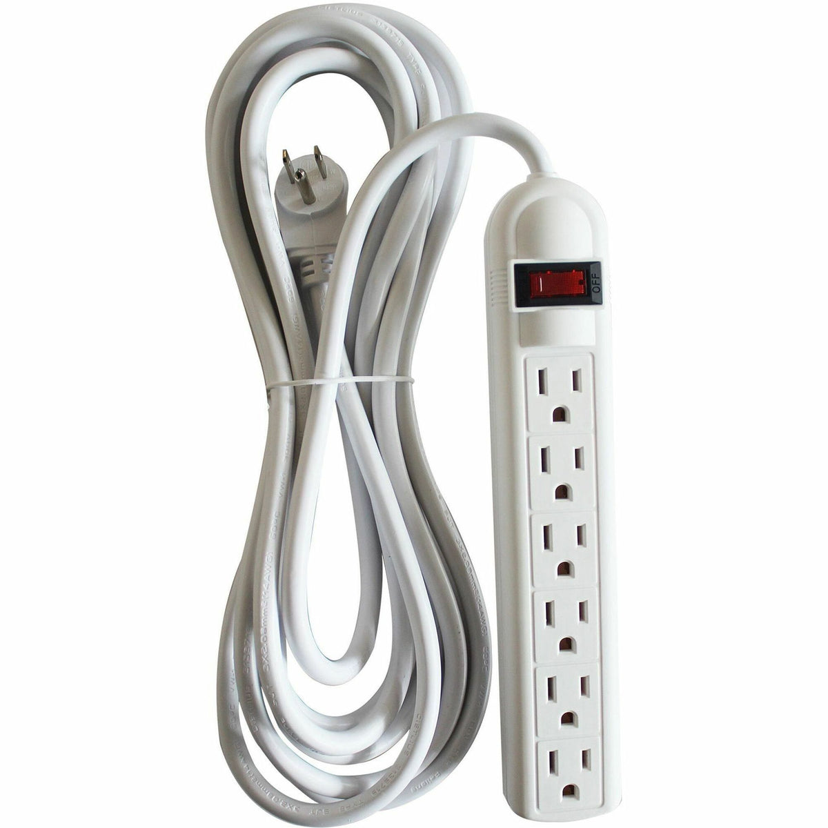 Compucessory 6-Outlet Power Strips - 6 - 15 ft Cord - 104 J Surge Energy - 15 A Current - 125 V AC Voltage - Strip - Lig
