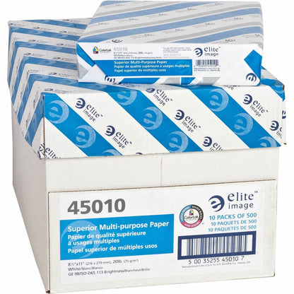 Elite Image Multipurpose Paper - White - 98 Brightness - Letter - 8 1/2" x 11" - 20 lb Basis Weight - 10 / Carton