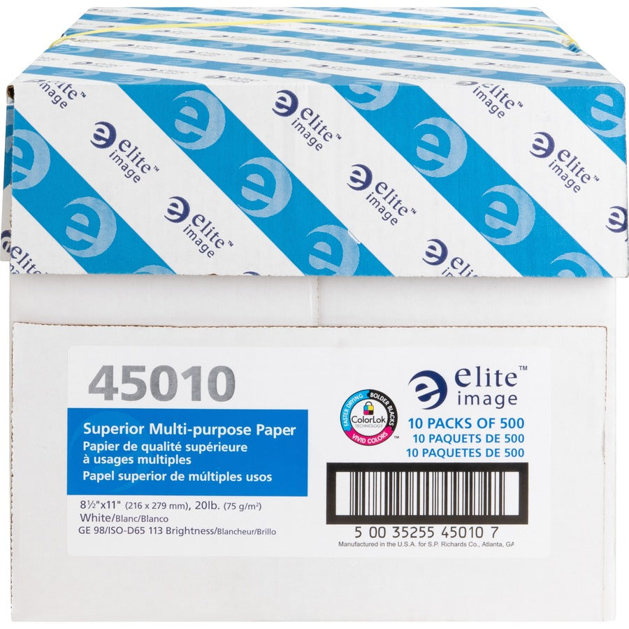Elite Image Multipurpose Paper - White - 98 Brightness - Letter - 8 1/2" x 11" - 20 lb Basis Weight - 10 / Carton
