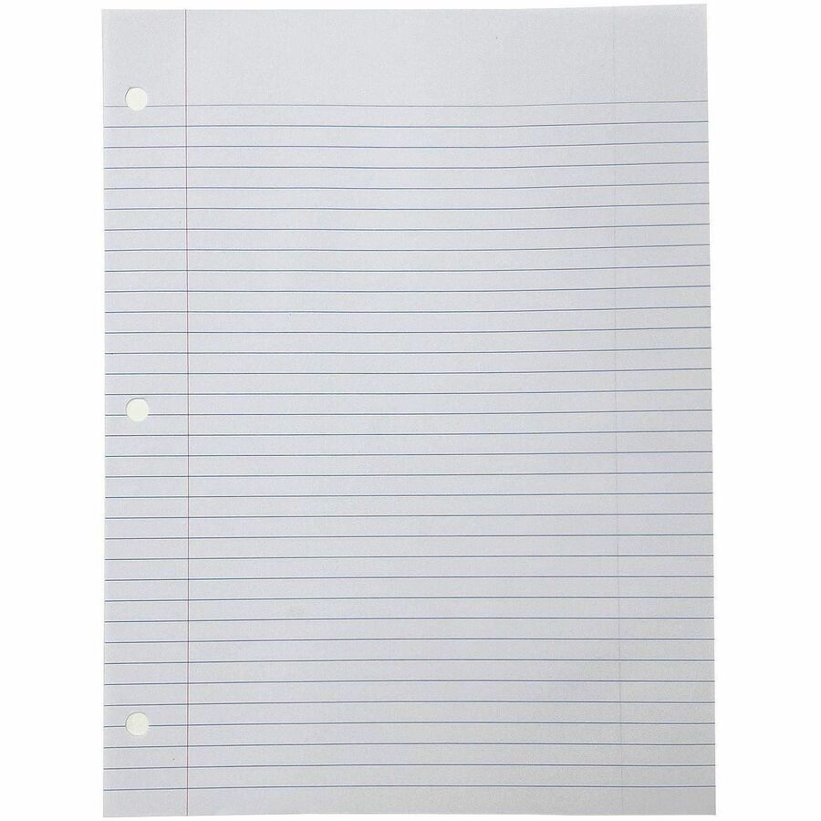 Sparco Notebook Filler Paper - Letter - 100 Sheets - Ruled Red Margin - 16 lb Basis Weight - Letter - 8 1/2" x 11" Sheet
