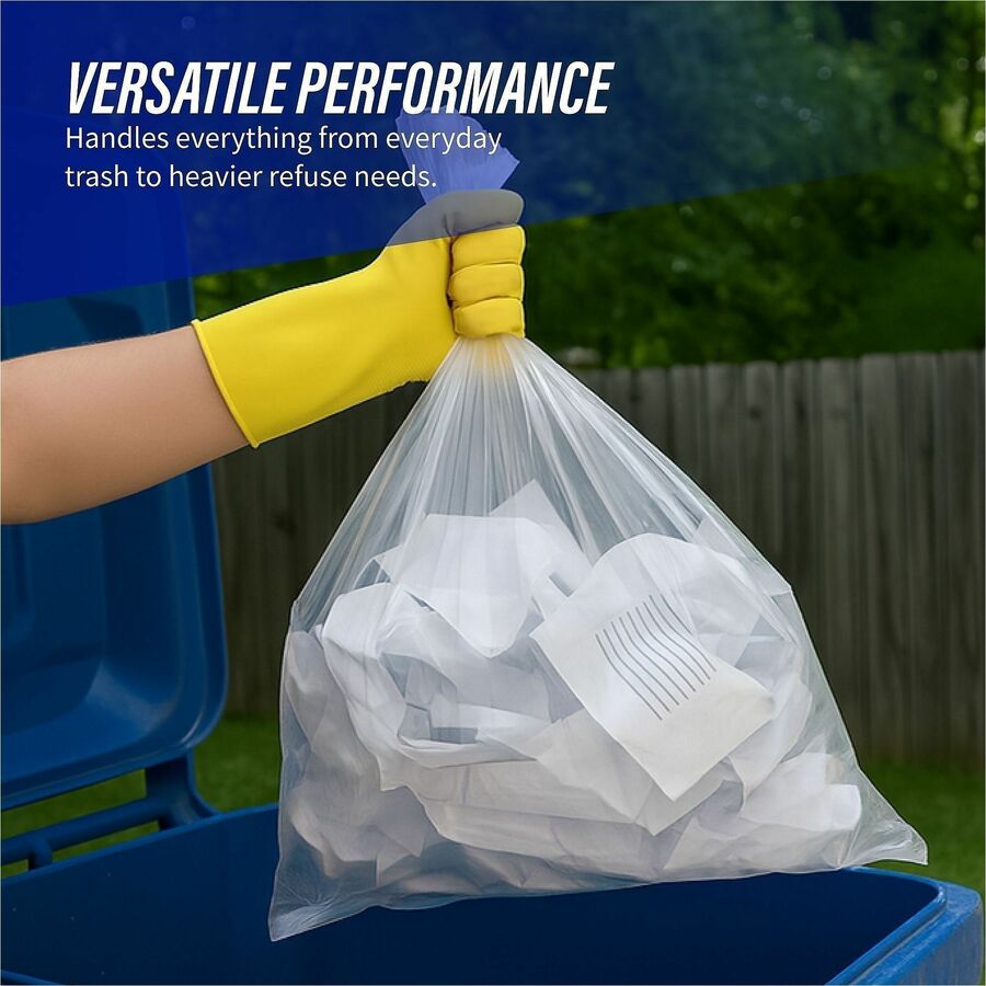 Genuine Joe Clear Trash Can Liners - Small Size - 10 gal Capacity - 23" Length x 24" Width x 0.60 mil (15 Micron) Thickn
