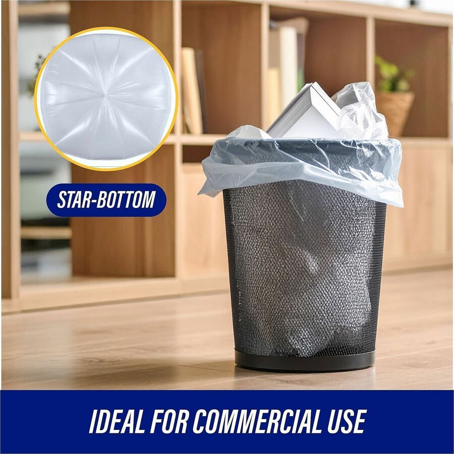 Genuine Joe Clear Trash Can Liners - Small Size - 10 gal Capacity - 23" Length x 24" Width x 0.60 mil (15 Micron) Thickn