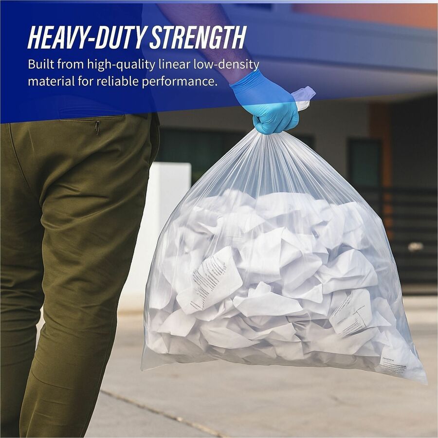Genuine Joe Clear Trash Can Liners - Small Size - 10 gal Capacity - 23" Length x 24" Width x 0.60 mil (15 Micron) Thickn