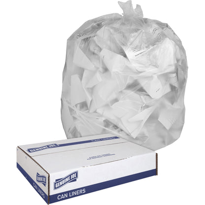 Genuine Joe Clear Trash Can Liners - Medium Size - 30 gal Capacity - 36" Length x 30" Width x 0.60 mil (15 Micron) Thick
