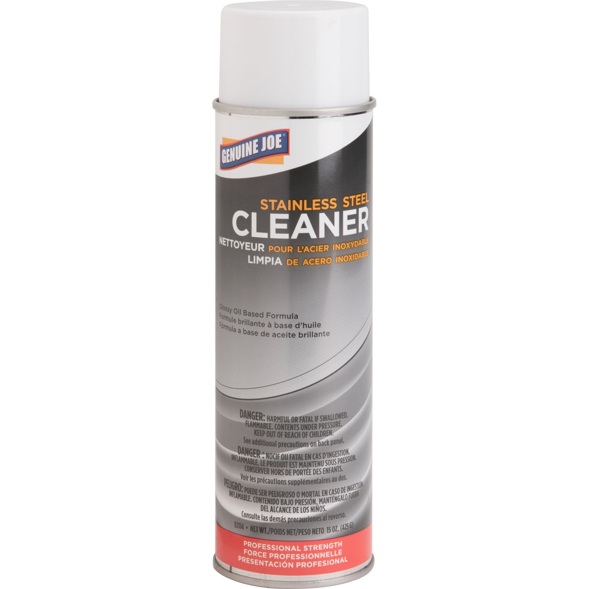 Genuine Joe Stainless Steel Cleaner - For Metal Surface - 15 fl oz (0.5 quart) - Pleasant Scent, Luster - Multi Can - 1 