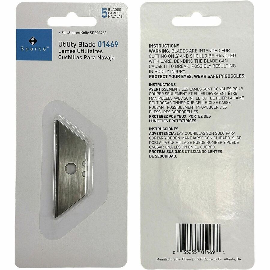 Sparco Retractable Blade Refill - 2.25" Length x 0.75" Thickness - Straight Style - Steel - Silver - 1 Pack
