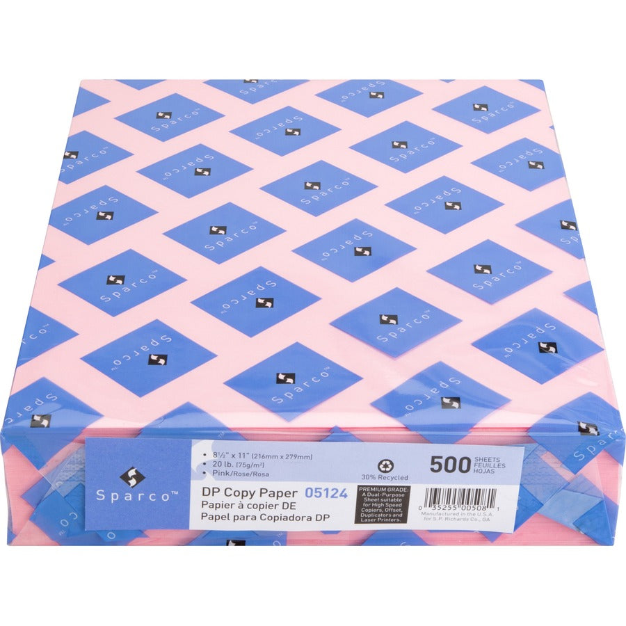 Sparco Premium Copy Paper - Pink - Letter - 8 1/2" x 11" - 20 lb Basis Weight - Sustainable Forestry Initiative (SFI) - 