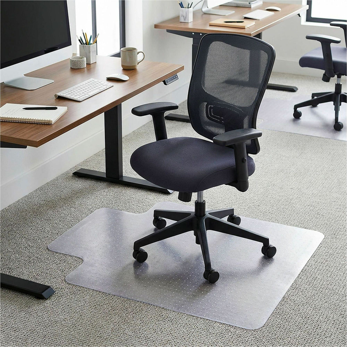 Lorell Economy Low-Pile Chair Mat with Lip - 36" x 48" - Carpeted Floor - 36" Width x 48" Depth x 0.086" Thickness - 1 E