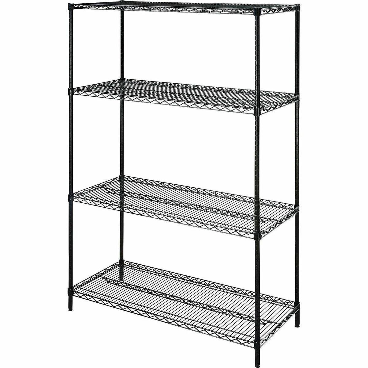 Lorell Industrial Wire Shelving - 48" Width x 18" Depth x 72" Height - 4 x Shelf(ves) - 4000 lb Load Capacity - Black - 