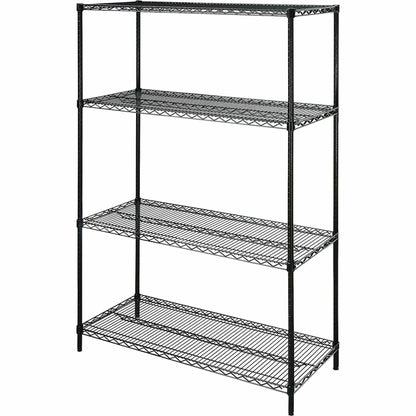 Lorell Industrial Wire Shelving - 48" Width x 18" Depth x 72" Height - 4 x Shelf(ves) - 4000 lb Load Capacity - Black - 