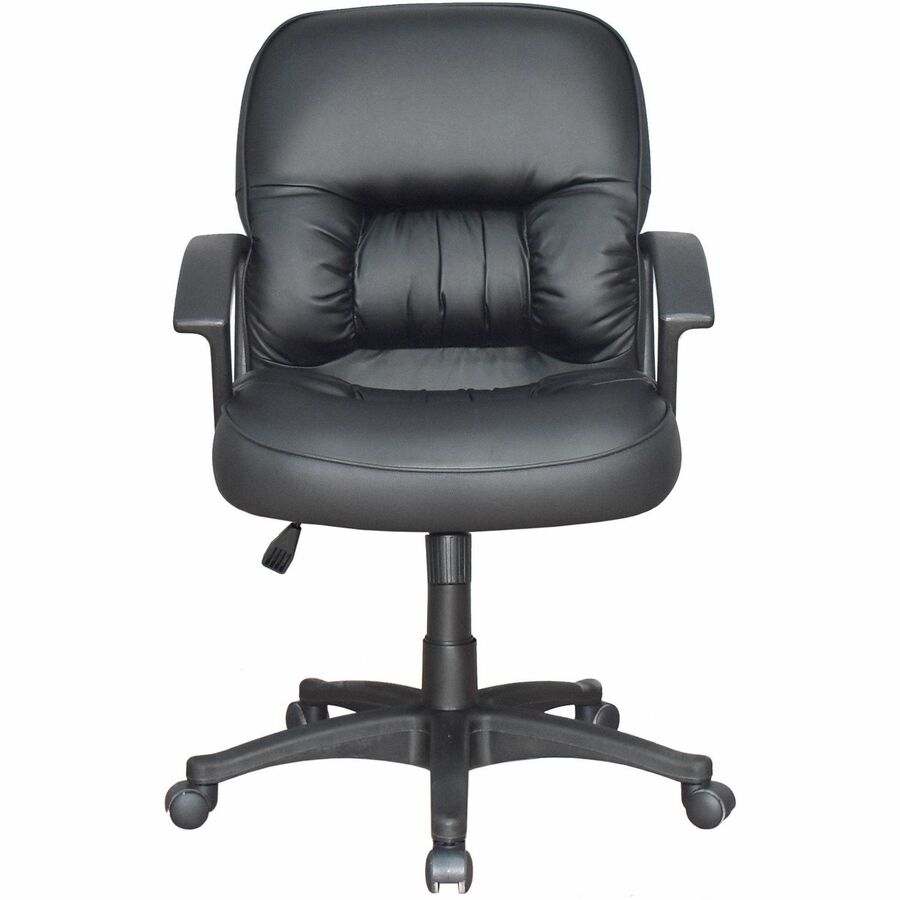 Lorell Tufted Managerial Mid-Back Office Chair - Black Seat Color - Leather Seat Material - Black Frame Color - 5-star B