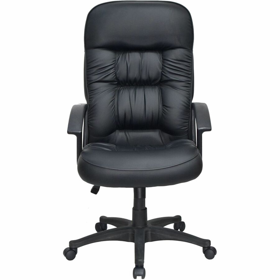Lorell Tufted Executive High-Back Office Chair - Black Seat Color - Leather Seat Material - Black Frame Color - 5-star B