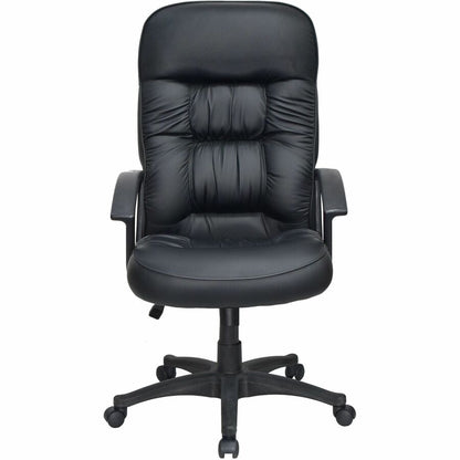 Lorell Tufted Executive High-Back Office Chair - Black Seat Color - Leather Seat Material - Black Frame Color - 5-star B