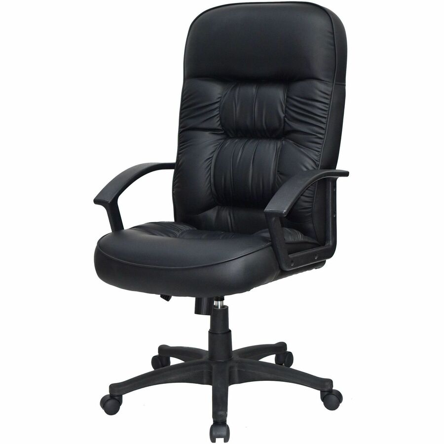 Lorell Tufted Executive High-Back Office Chair - Black Seat Color - Leather Seat Material - Black Frame Color - 5-star B