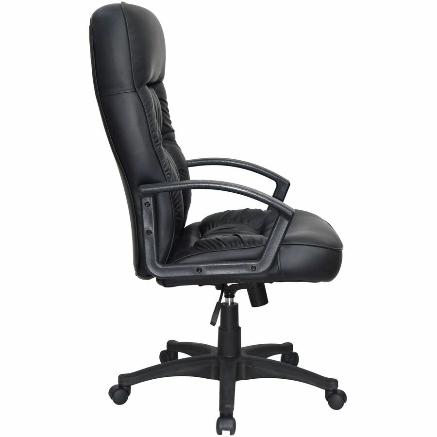 Lorell Tufted Executive High-Back Office Chair - Black Seat Color - Leather Seat Material - Black Frame Color - 5-star B