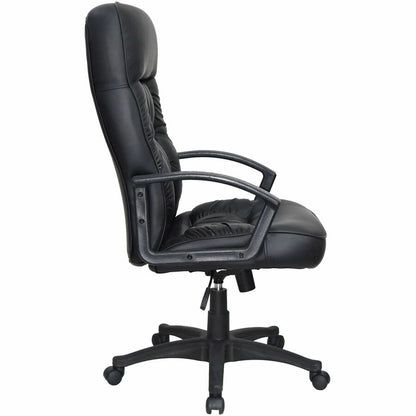 Lorell Tufted Executive High-Back Office Chair - Black Seat Color - Leather Seat Material - Black Frame Color - 5-star B