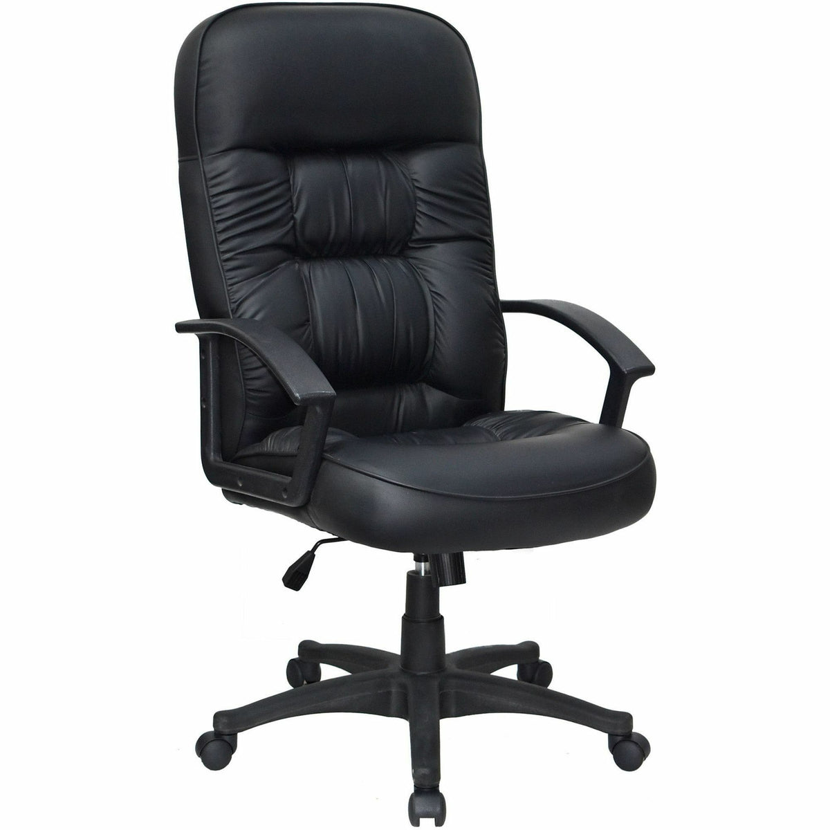 Lorell Tufted Executive High-Back Office Chair - Black Seat Color - Leather Seat Material - Black Frame Color - 5-star B