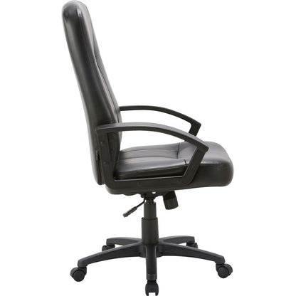 Lorell Chadwick Series Executive High-Back Chair - Black Seat Color - Leather Seat Material - Black Frame Color - 5-star
