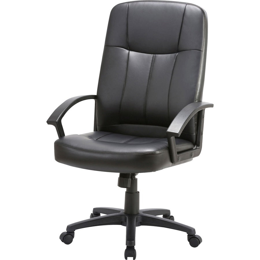 Lorell Chadwick Series Executive High-Back Chair - Black Seat Color - Leather Seat Material - Black Frame Color - 5-star
