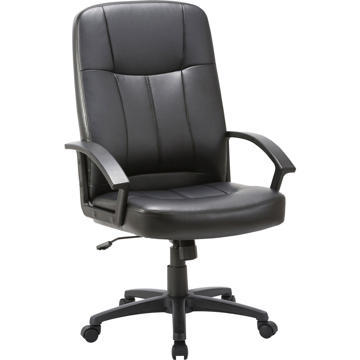 Lorell Chadwick Series Executive High-Back Chair - Black Seat Color - Leather Seat Material - Black Frame Color - 5-star
