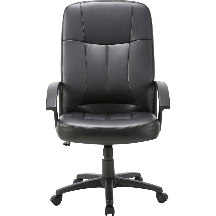 Lorell Chadwick Series Executive High-Back Chair - Black Seat Color - Leather Seat Material - Black Frame Color - 5-star