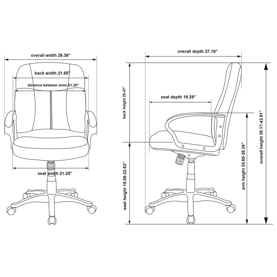 Lorell Chadwick Series Managerial Mid-Back Chair - Black Seat Color - Leather Seat Material - Black Frame Color - 5-star