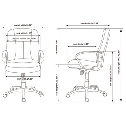 Lorell Chadwick Series Managerial Mid-Back Chair - Black Seat Color - Leather Seat Material - Black Frame Color - 5-star