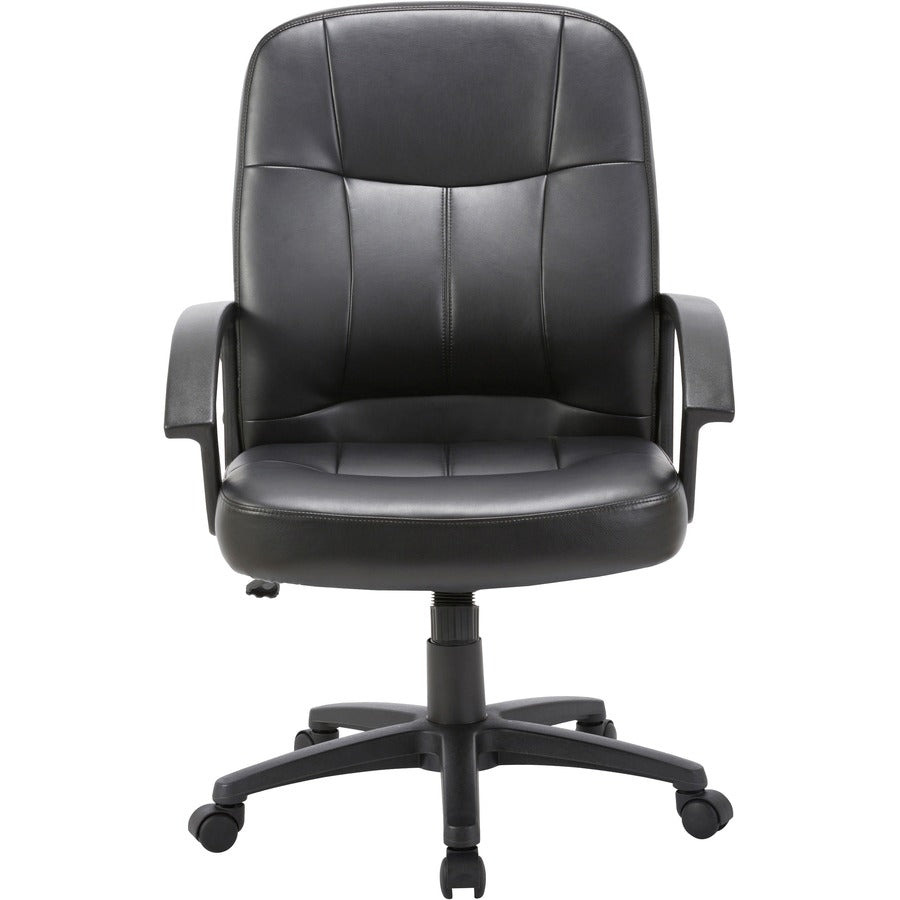 Lorell Chadwick Series Managerial Mid-Back Chair - Black Seat Color - Leather Seat Material - Black Frame Color - 5-star