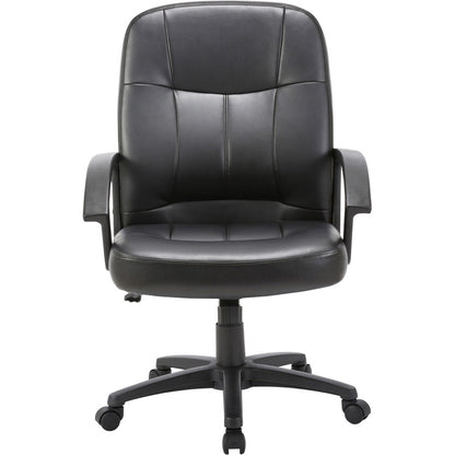 Lorell Chadwick Series Managerial Mid-Back Chair - Black Seat Color - Leather Seat Material - Black Frame Color - 5-star