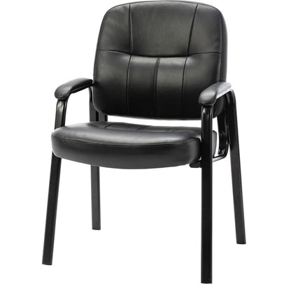 Lorell Chadwick Series Guest Chair - Black Seat Color - Leather Seat Material - Black Frame Color - Steel Frame Material
