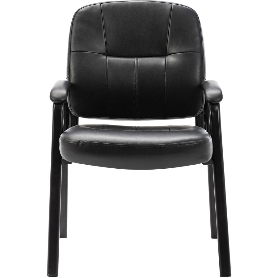 Lorell Chadwick Series Guest Chair - Black Seat Color - Leather Seat Material - Black Frame Color - Steel Frame Material