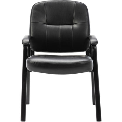 Lorell Chadwick Series Guest Chair - Black Seat Color - Leather Seat Material - Black Frame Color - Steel Frame Material