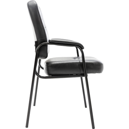 Lorell Chadwick Series Guest Chair - Black Seat Color - Leather Seat Material - Black Frame Color - Steel Frame Material