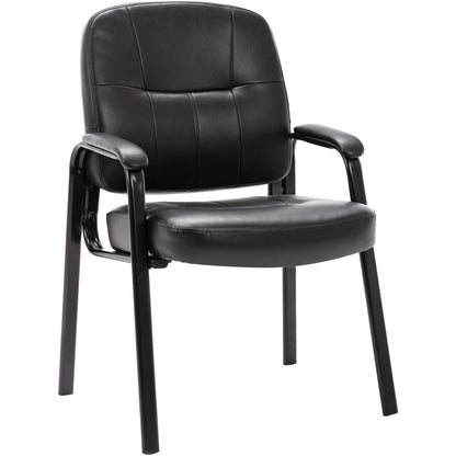 Lorell Chadwick Series Guest Chair - Black Seat Color - Leather Seat Material - Black Frame Color - Steel Frame Material