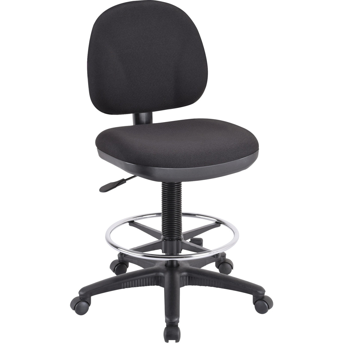 Lorell Millenia Series Adjustable Task Stool with Back - Black Seat Color - Black - 1 Each