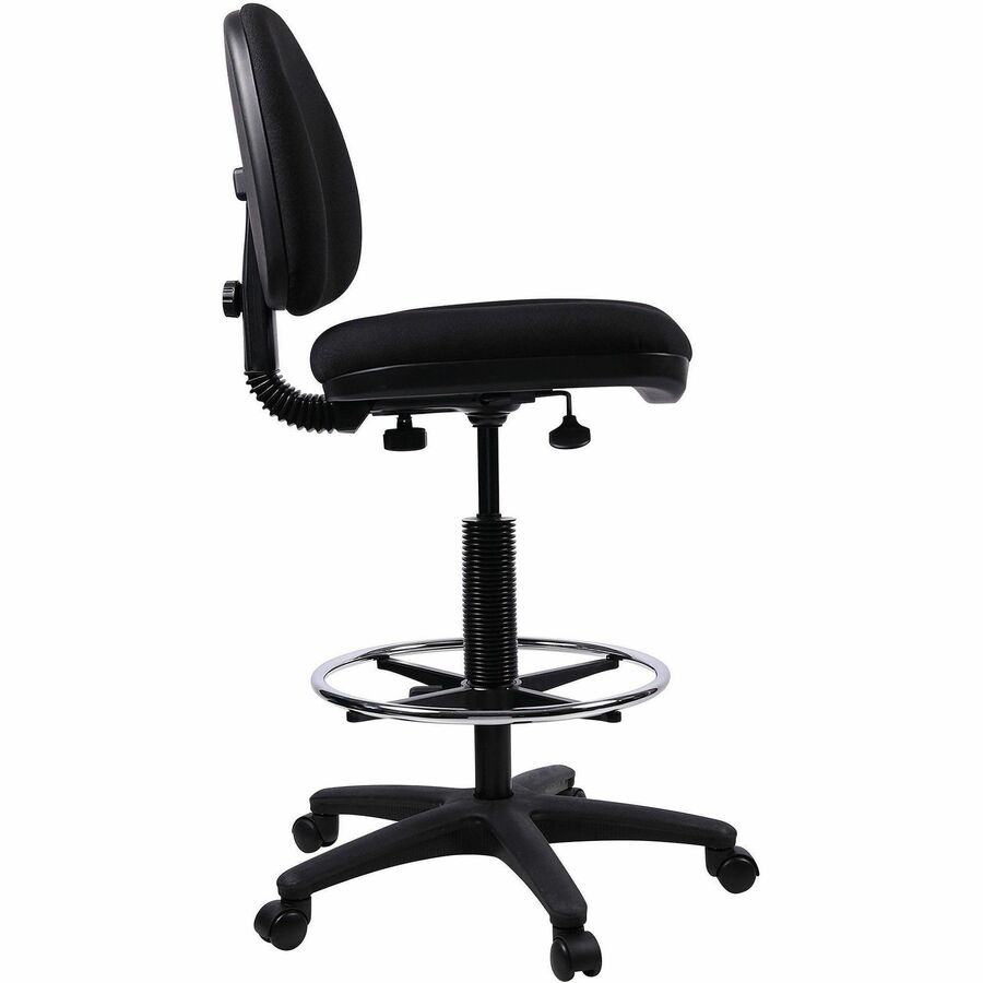 Lorell Millenia Series Adjustable Task Stool with Back - Black Seat Color - Black - 1 Each