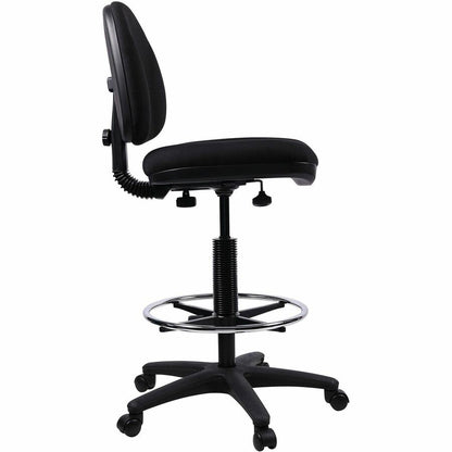 Lorell Millenia Series Adjustable Task Stool with Back - Black Seat Color - Black - 1 Each