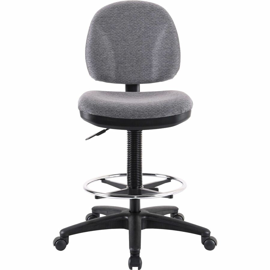 Lorell Millenia Series Adjustable Task Stool with Back - Gray Seat Color - Gray - 1 Each