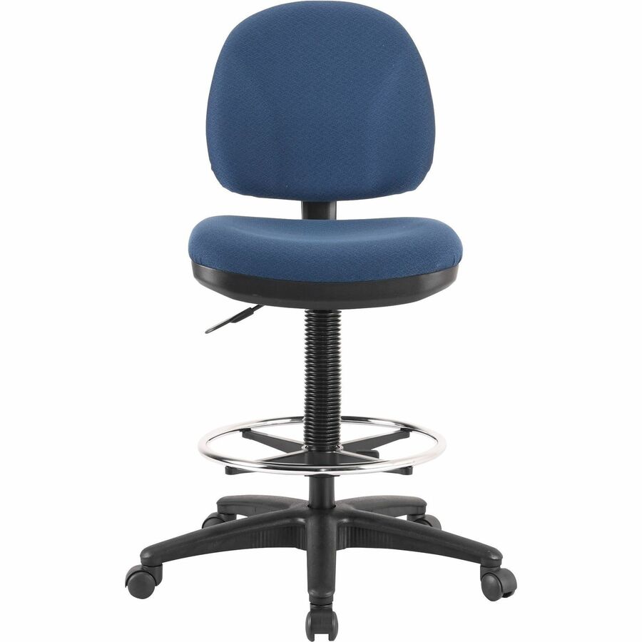 Lorell Millenia Series Adjustable Task Stool with Back - Blue Seat Color - Blue - 1 Each