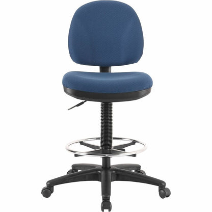 Lorell Millenia Series Adjustable Task Stool with Back - Blue Seat Color - Blue - 1 Each