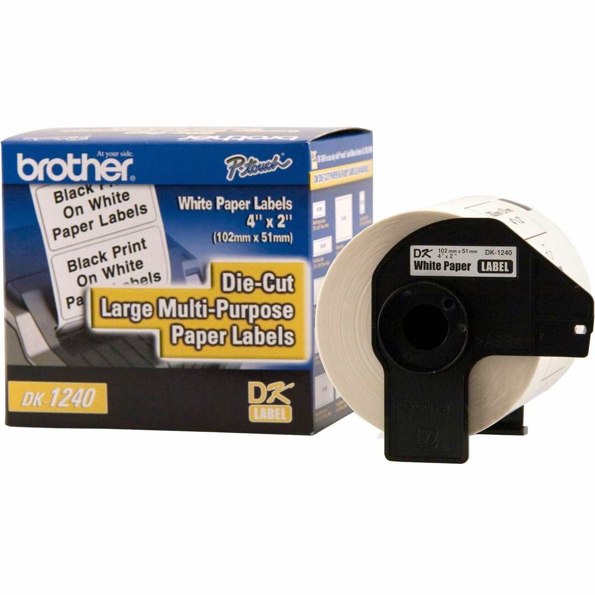 Brother DK1240 Large Multi-purpose Paper Labels - 2" Width x 4" Length - Direct Thermal - White - 600 Total Label(s) - 3