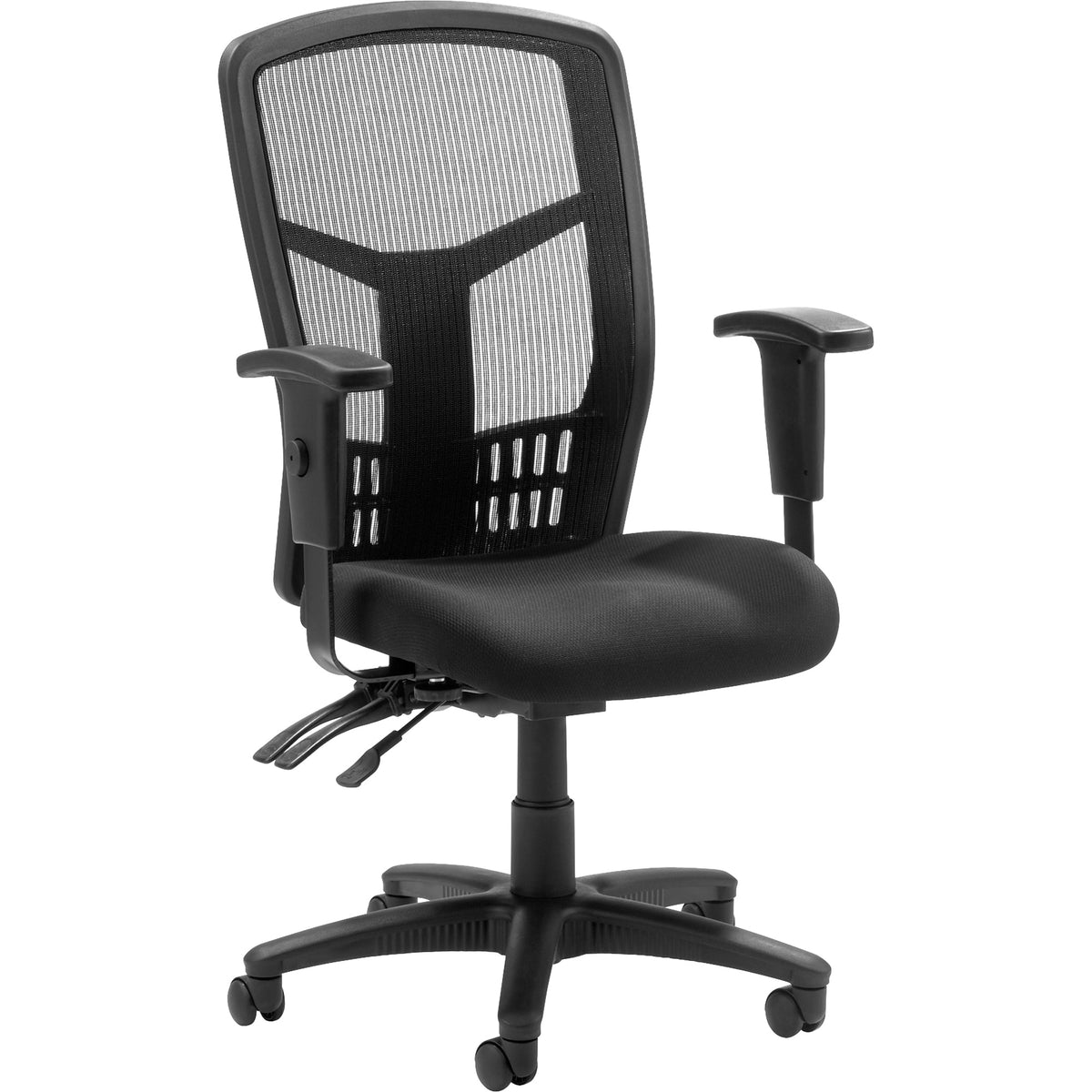 Lorell Executive High-back Mesh Chair - Black Seat Color - Fabric Seat Material - Black Back Color - Black Frame Color -